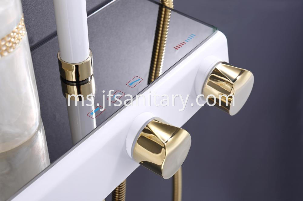 Brass Shower Mixer Set With Shelf Fashion White